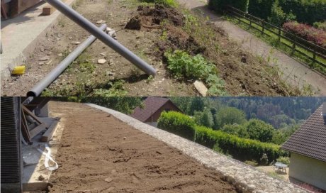 Avant/Après la mise en place du mur en gabions  à Hurtières 38570