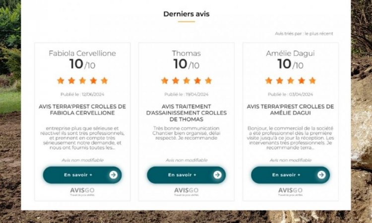 Derniers avis laissés par nos clients sur www.terra-prest.com