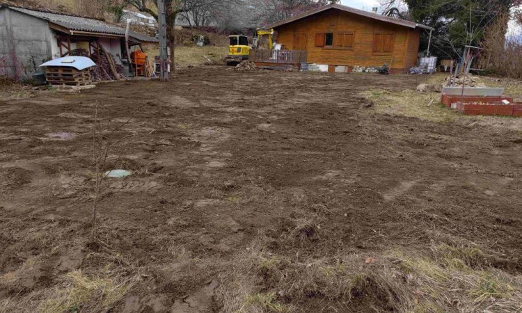 Terrain après travaux de réhabilitation de fosse septique à Laval en Belledonne (38190)